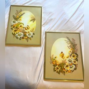 Vintage floral butterfly daisy framed set photographs charlotte young